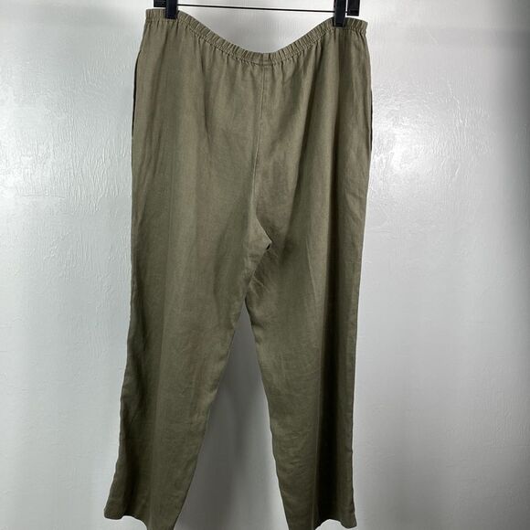 J. Jill 100% linen khaki green color high rise straight leg pants size S - Picture 3 of 9